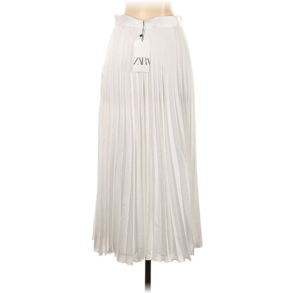 Zara White Pleated Skirt Medium NWT - Picture 2 of 5